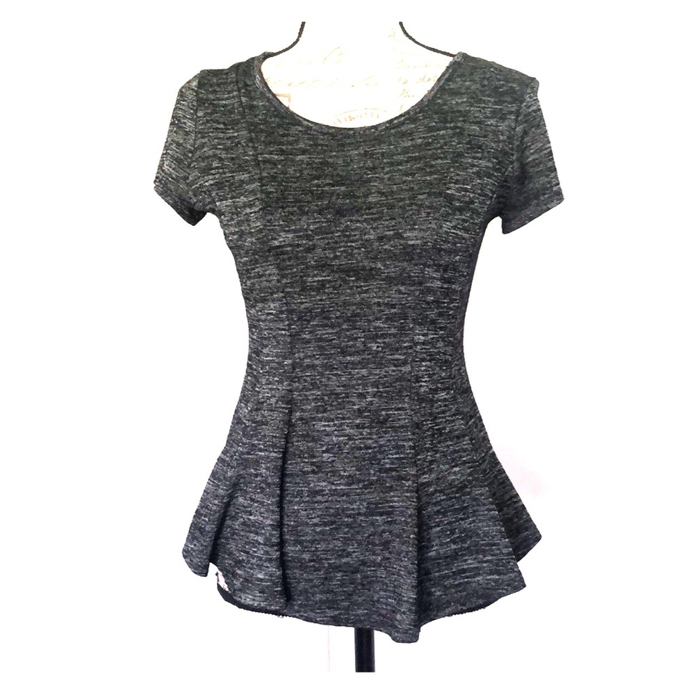 BCX Grey / Black Peplum Top